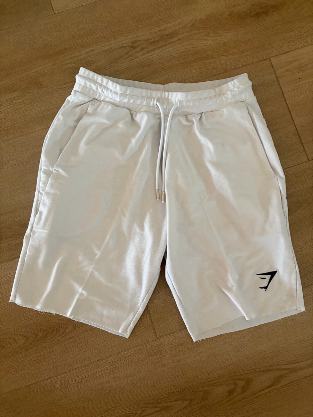 Gymshark White Athletic Drawstring Shorts with Logo